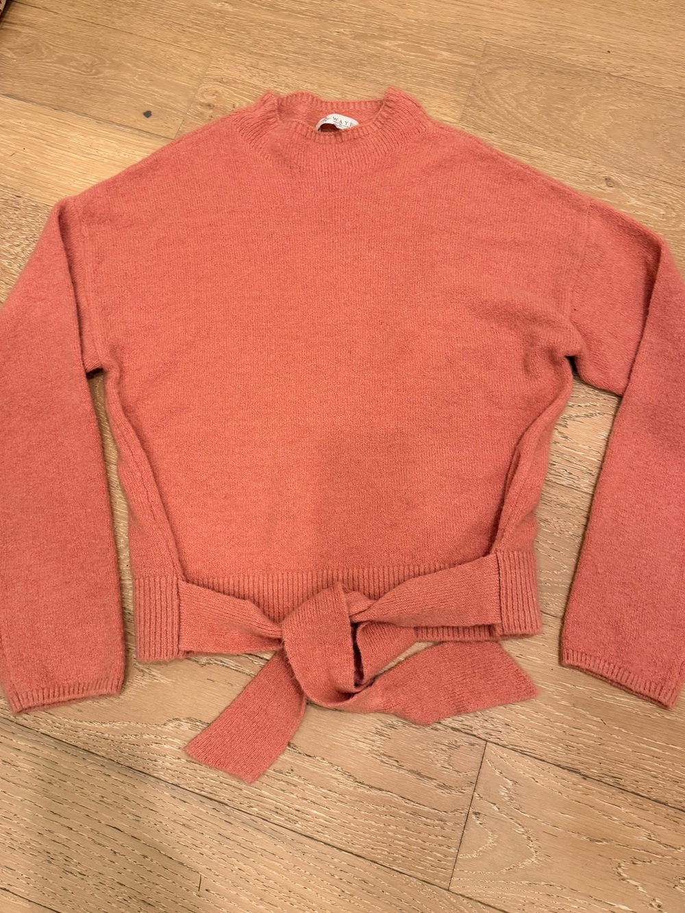 Wayf Coral Tie-Waist Crewneck Sweater